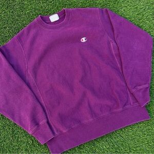 Champion Y2k Reverse Weave Pullover Crewneck Sweatshirt Bright Purple Sz Medium